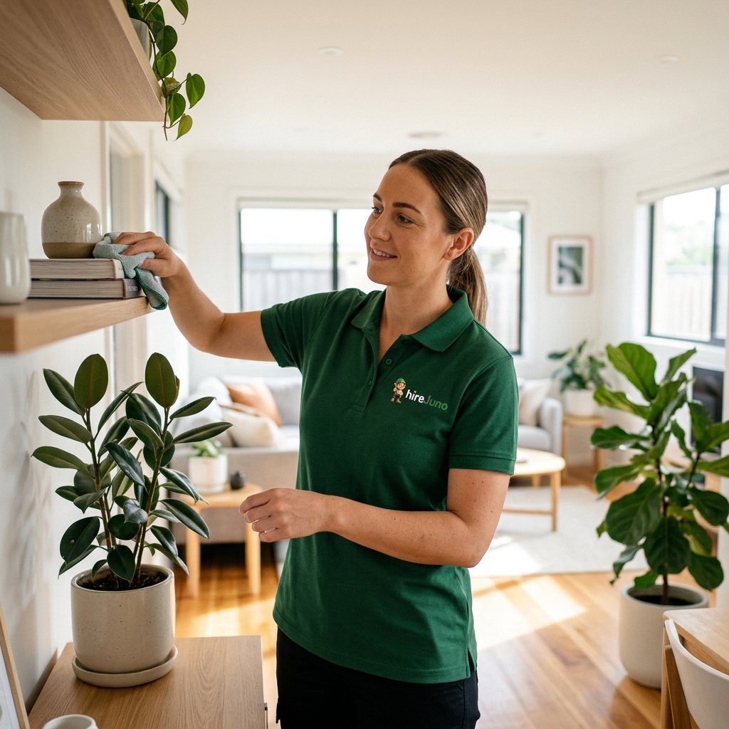 A HireJuno cleaner part way through a spring cleaning job in a Melbourne home