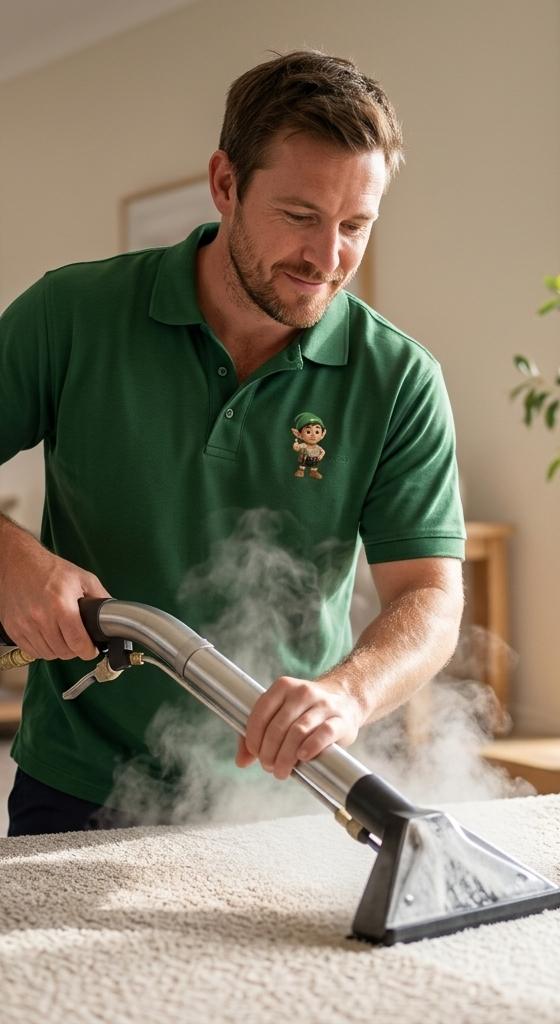 A HireJuno pro carrying out carpet cleaning