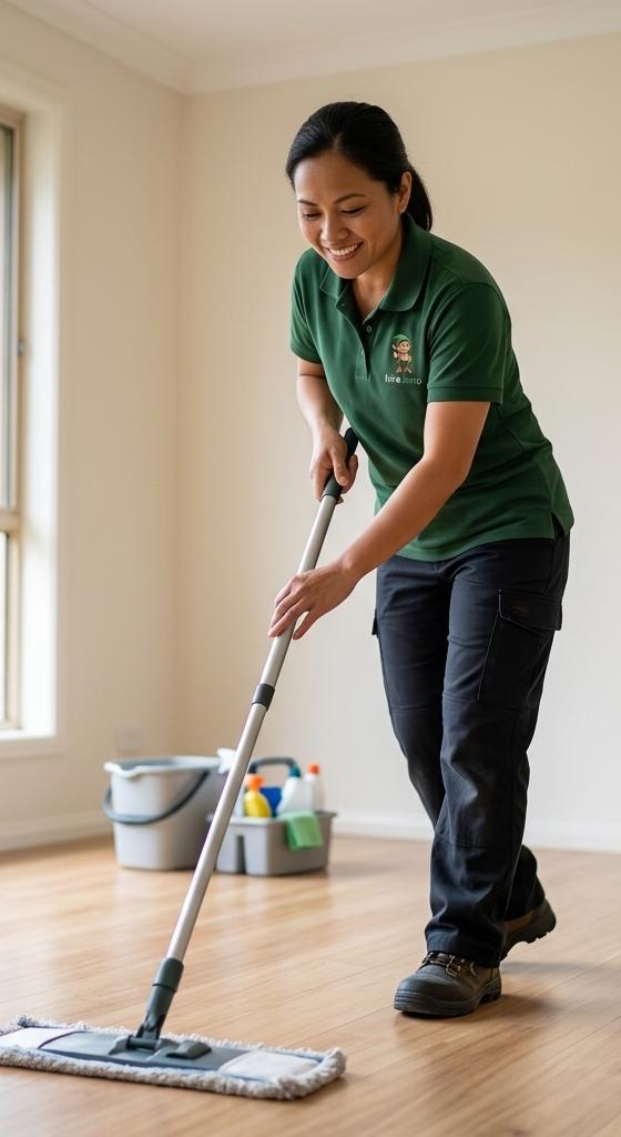 A HireJuno pro carrying out end of lease cleaning