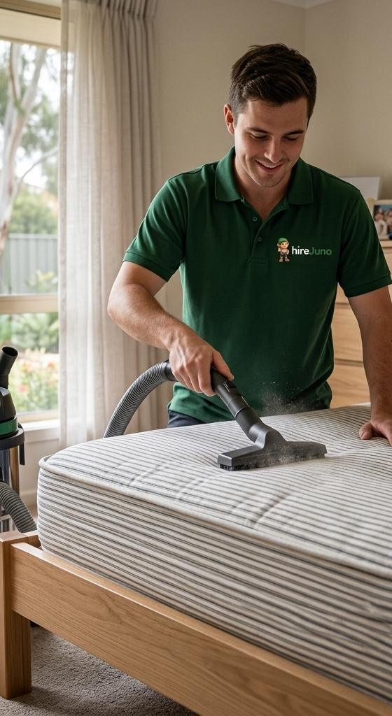 A HireJuno pro carrying out mattress cleaning