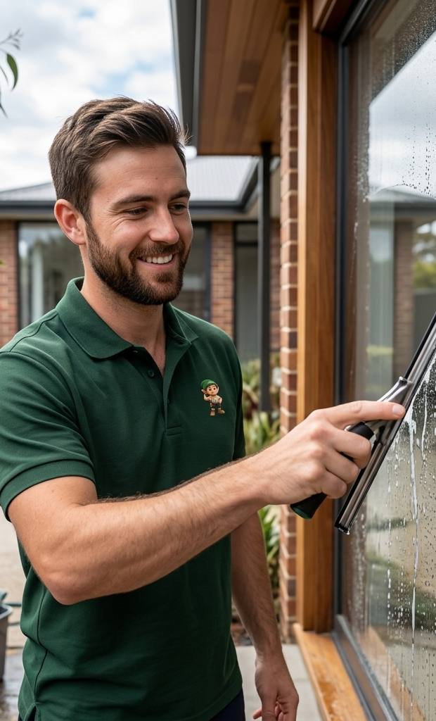 Window cleaning inside a Melbourne home