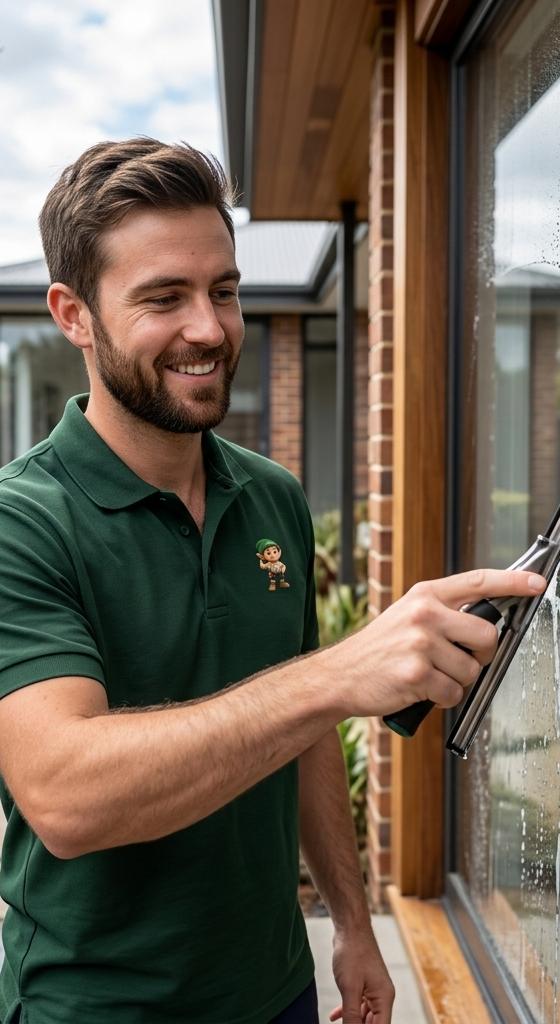 A HireJuno pro carrying out window cleaning